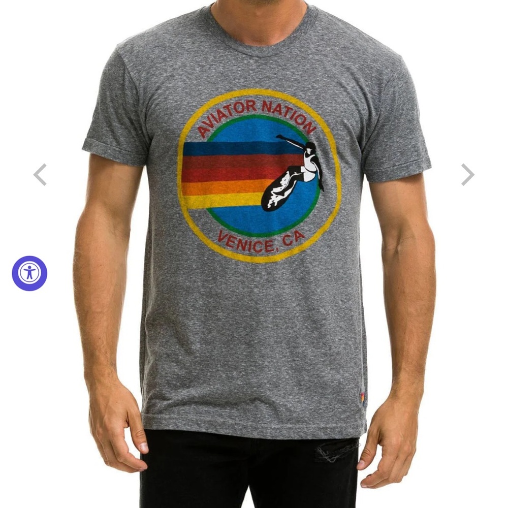 Aviator Nation Men's Gray Logo Graphic Tee